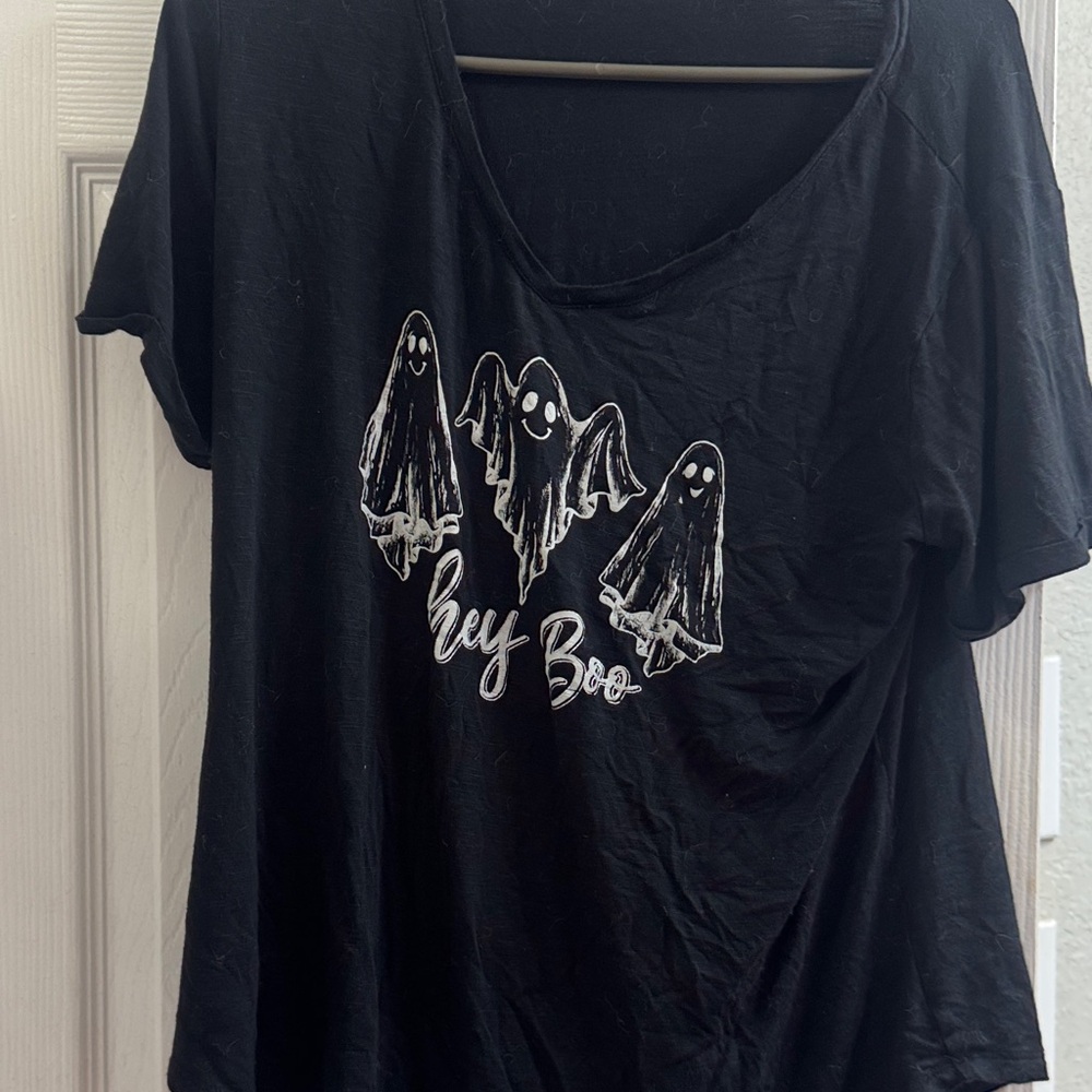 Maurices Black 'Hey Boo' Ghost Print Tee